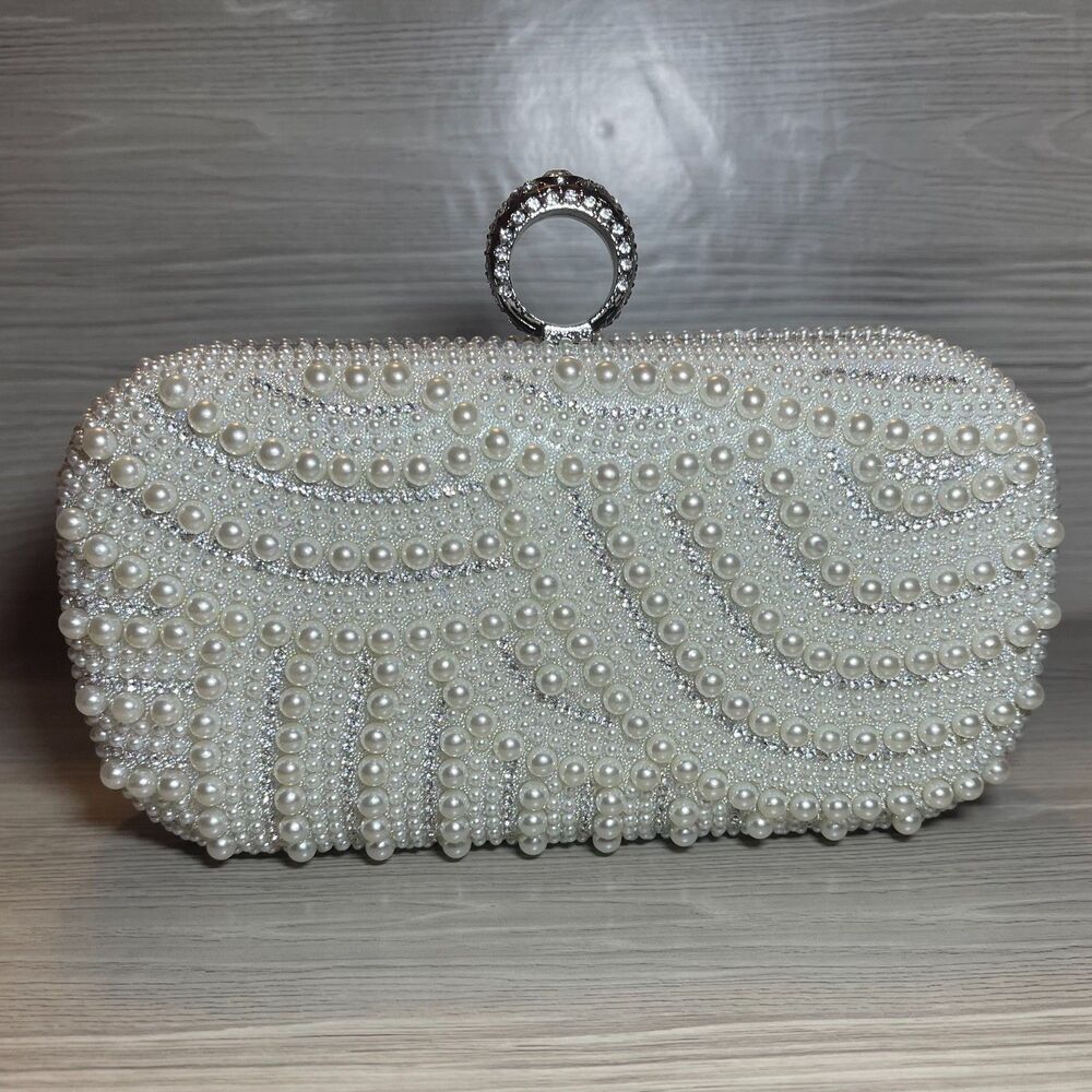 White Faux Pearl Clutch NWOT